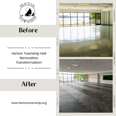 Before and After images of the hall space